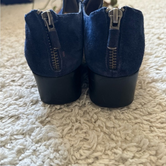 Eileen Fisher Marlow Wedge Mary Janes Loafers Size 7.5 Blue Suede Zipper - Picture 9 of 13